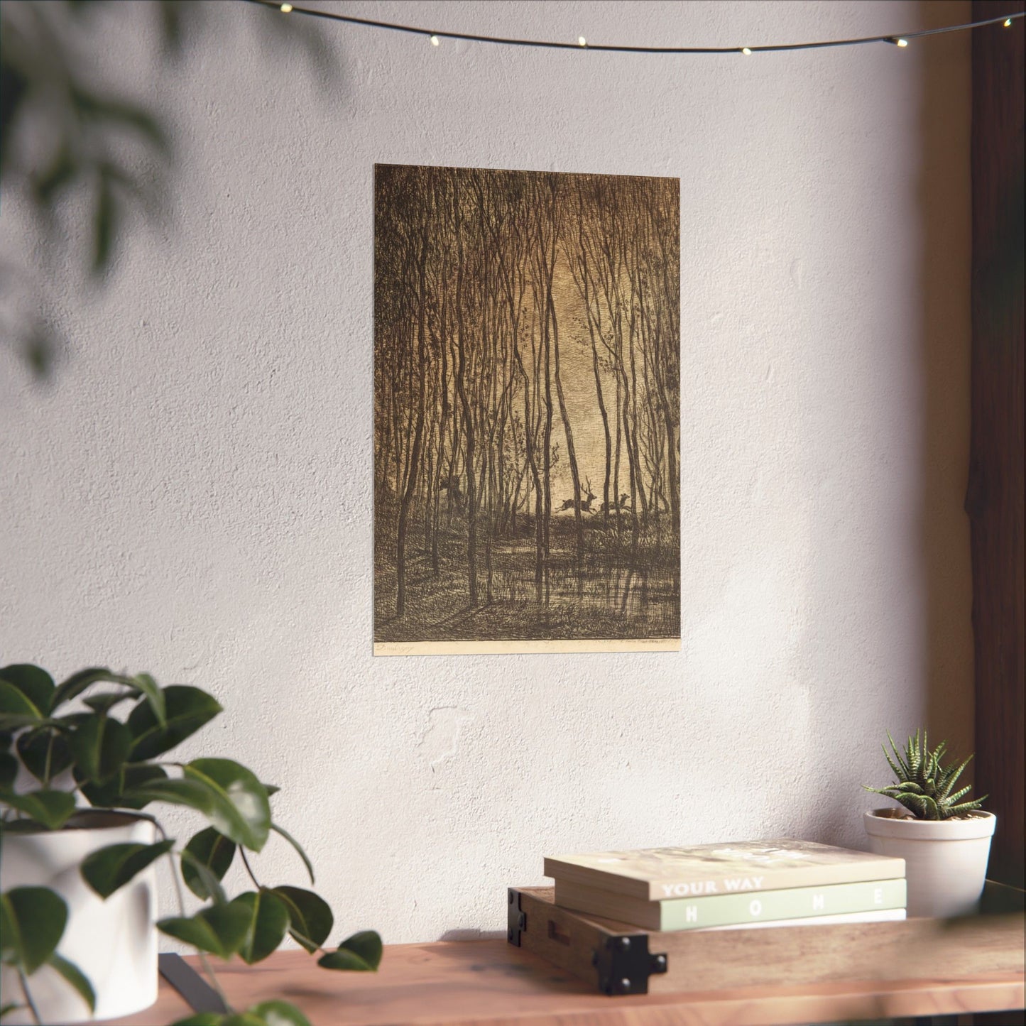 Deer Running Through Woods Nature Fine Art Print