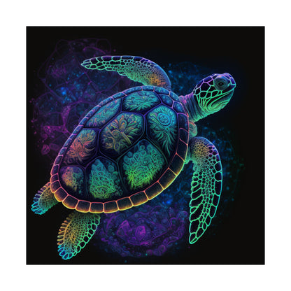 Trippy Turtle - Nautical Fine Art Print - Matte Vertical Poster - Ocean Art for Beach Lovers