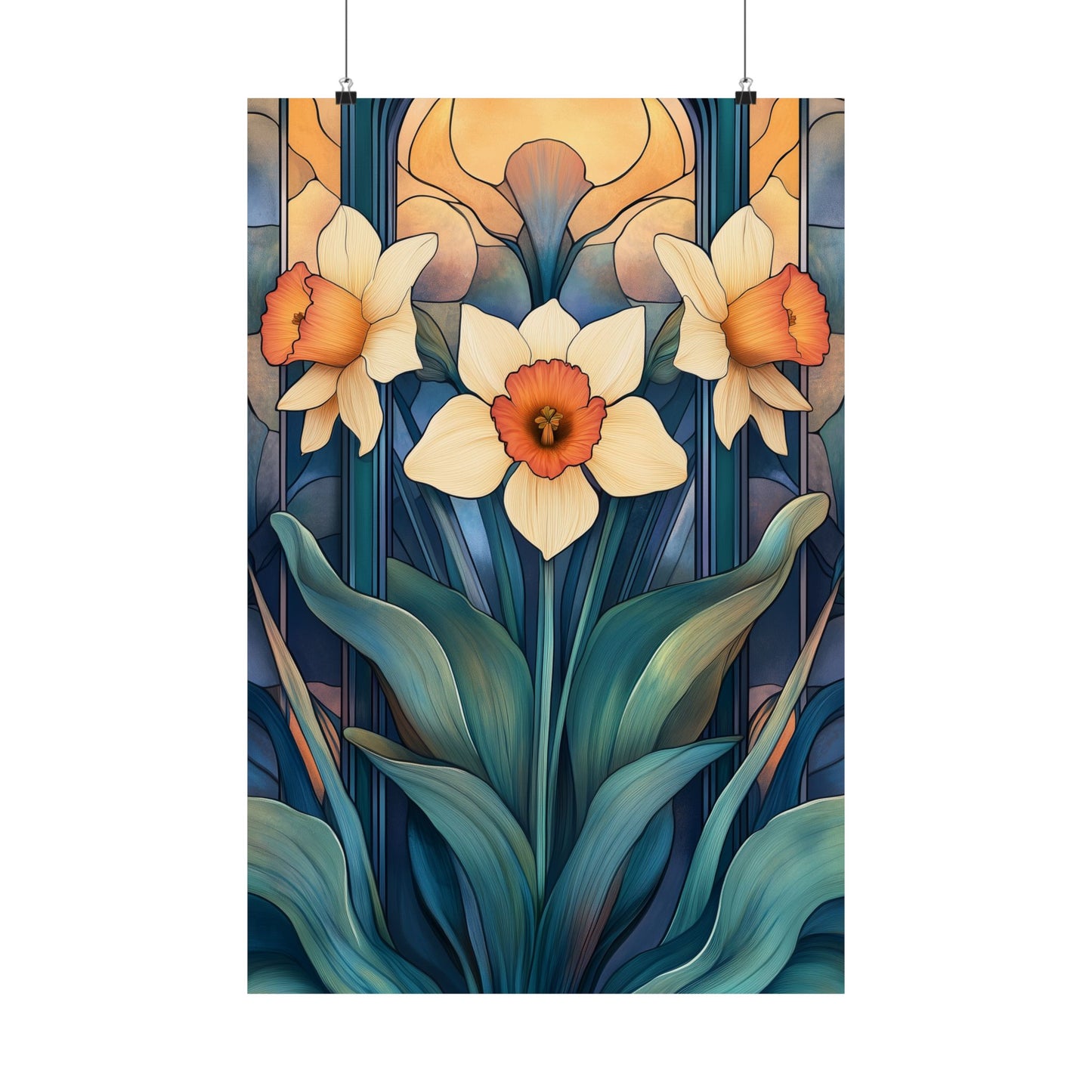 Elegant Daffodil Floral Fine Art Print - Matte Vertical Poster - Daffodil Art Print for Home Décor