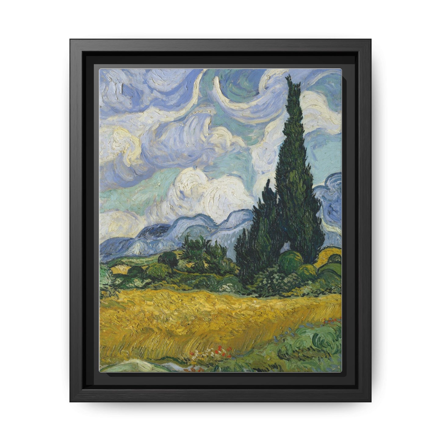 Van Gogh - Wheat Field with Cypresses - Museum Collection - Framed Canvas Print