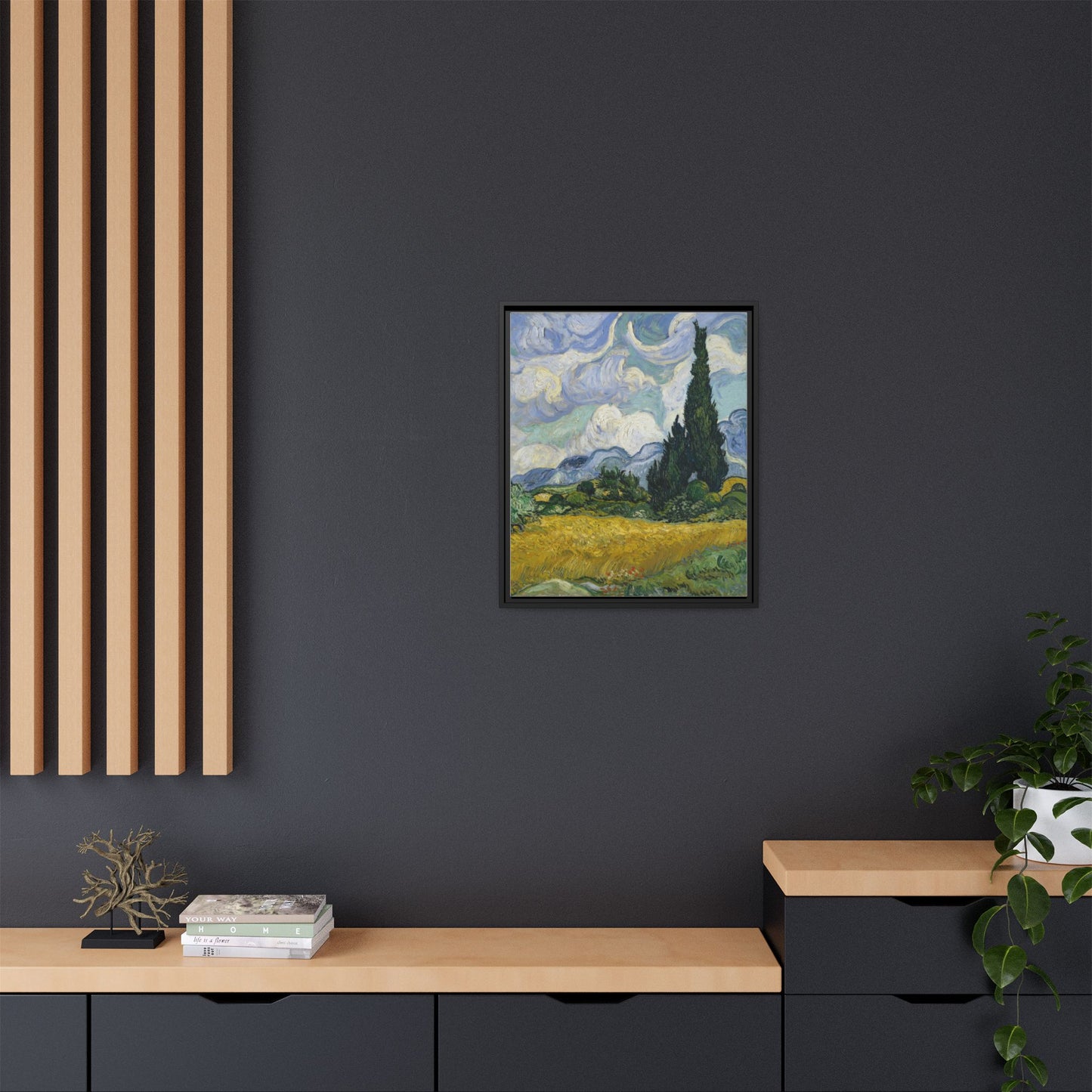 Van Gogh - Wheat Field with Cypresses - Museum Collection - Framed Canvas Print
