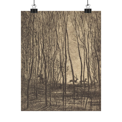 Deer Running Through Woods Nature Fine Art Print