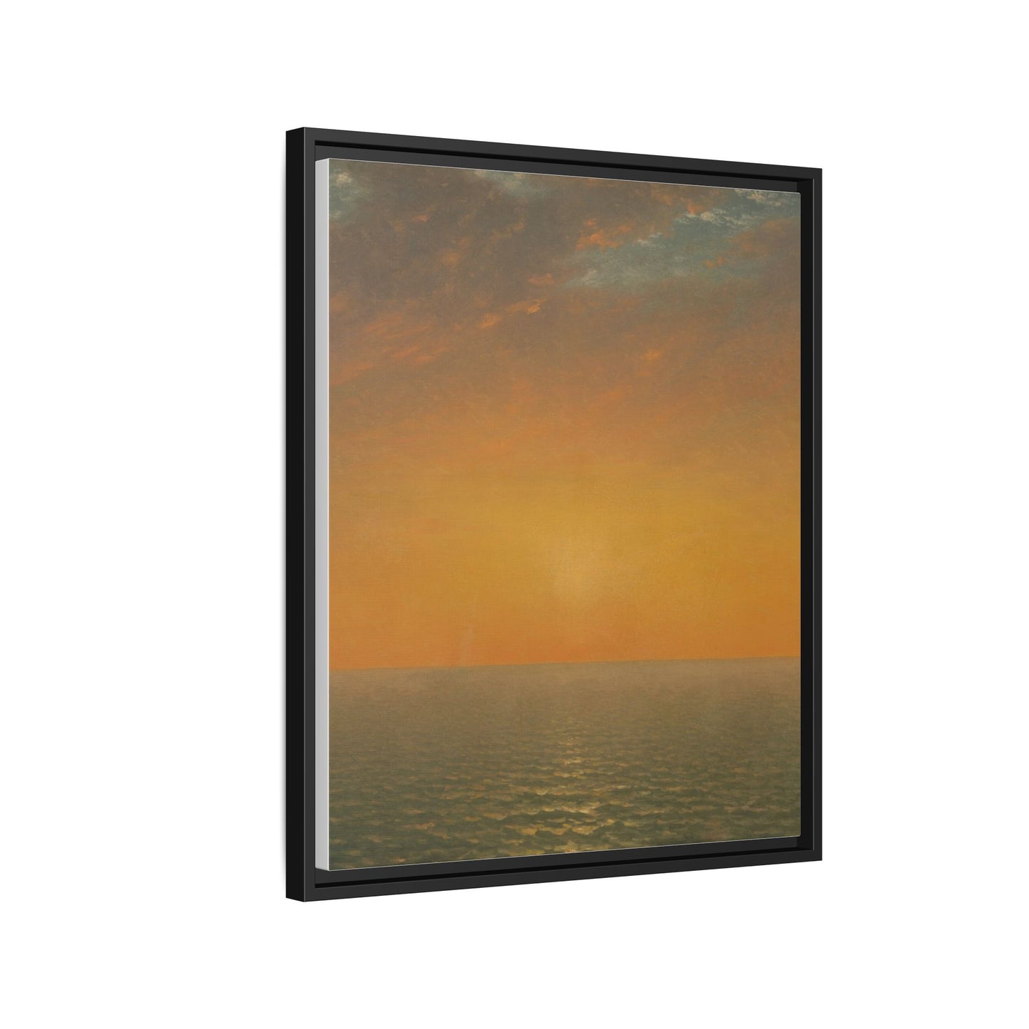 John Frederick Kensett : Sunset on the Sea (1872) - Museum Collection - Framed Canvas Print