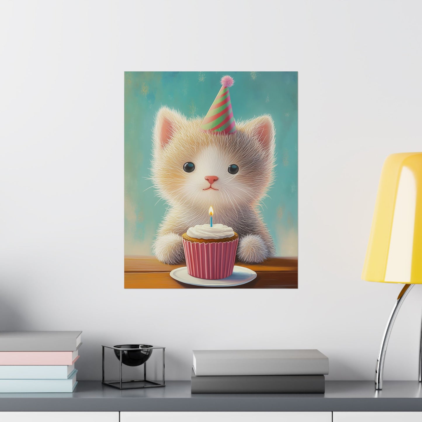 Cute Kitten Birthday Poster - Cat Café - Whimsical Animals - Adorable Kitten Wall Art