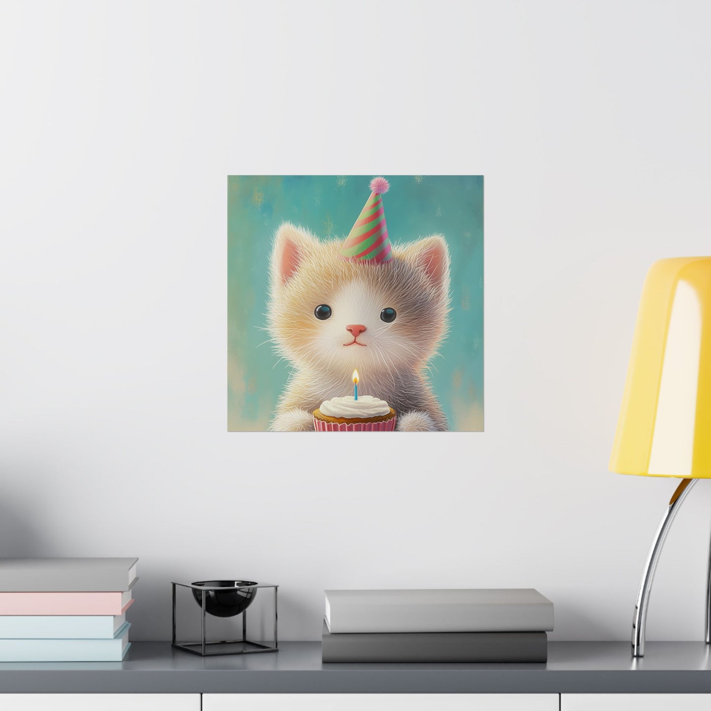 Cute Kitten Birthday Poster - Cat Café - Whimsical Animals - Adorable Kitten Wall Art