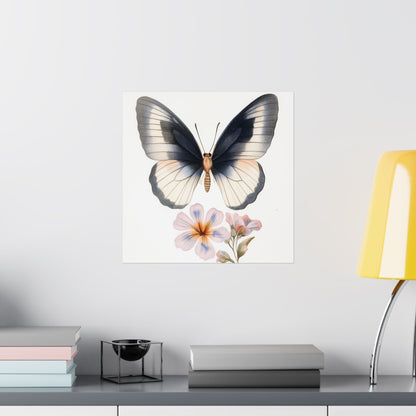 Vintage Butterfly Botanical Print - Matte Vertical Poster - Elegant Wall Art for Nature Lovers