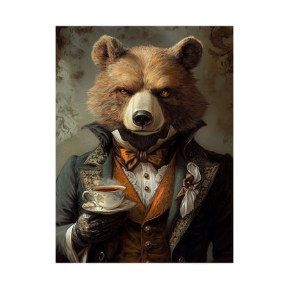 Well, Excuse Me - The Gentleman - Bear Portrait - Whimsical Animals - Poster - Unique Wall Art