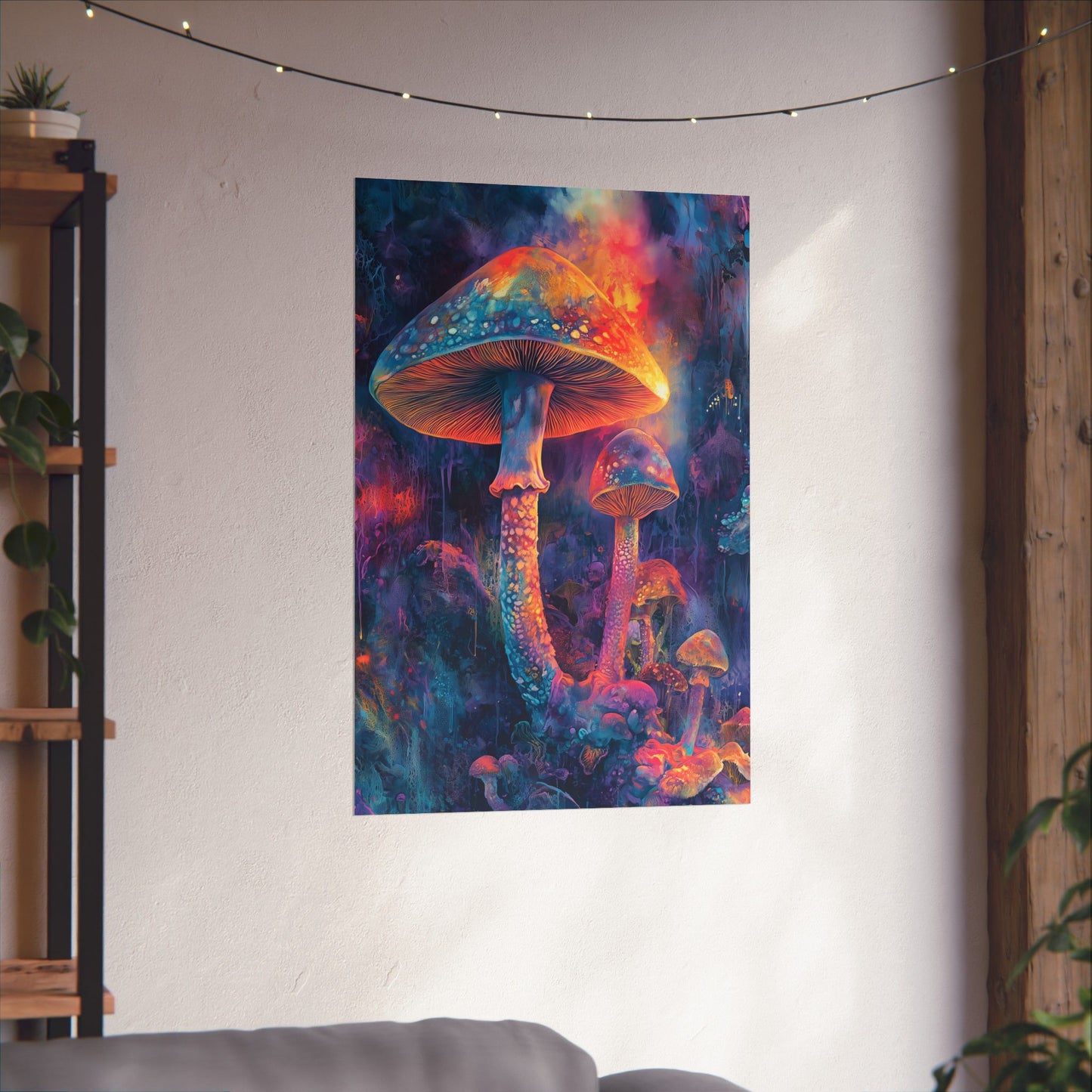 Trippy Mushrooms Poster - Psychedelic Wall Art - Vibrant Fine Art Print - Bedroom Posters - Home Décor