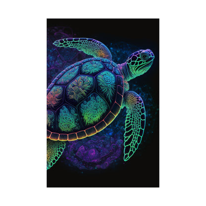 Trippy Turtle - Nautical Fine Art Print - Matte Vertical Poster - Ocean Art for Beach Lovers