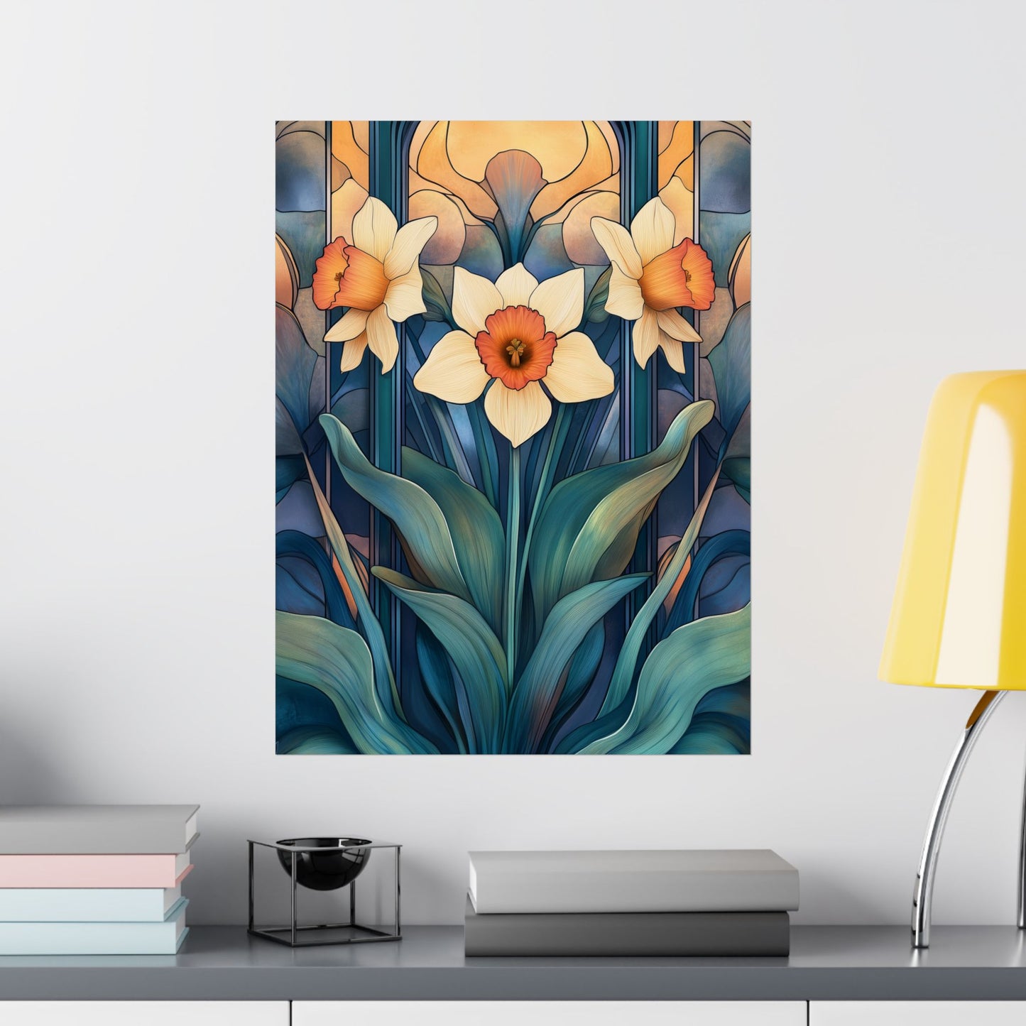 Elegant Daffodil Floral Fine Art Print - Matte Vertical Poster - Daffodil Art Print for Home Décor