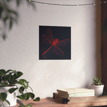 Red Dragonfly Fine Art Print -  Matte Poster – Modern Wall Art for Nature Lovers - Minimalist