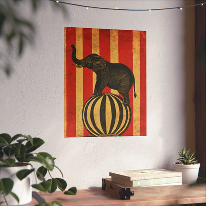 Vintage Circus Elephant Poster - Matte Fine Art Print - Wall Art for Bedroom or Nursery