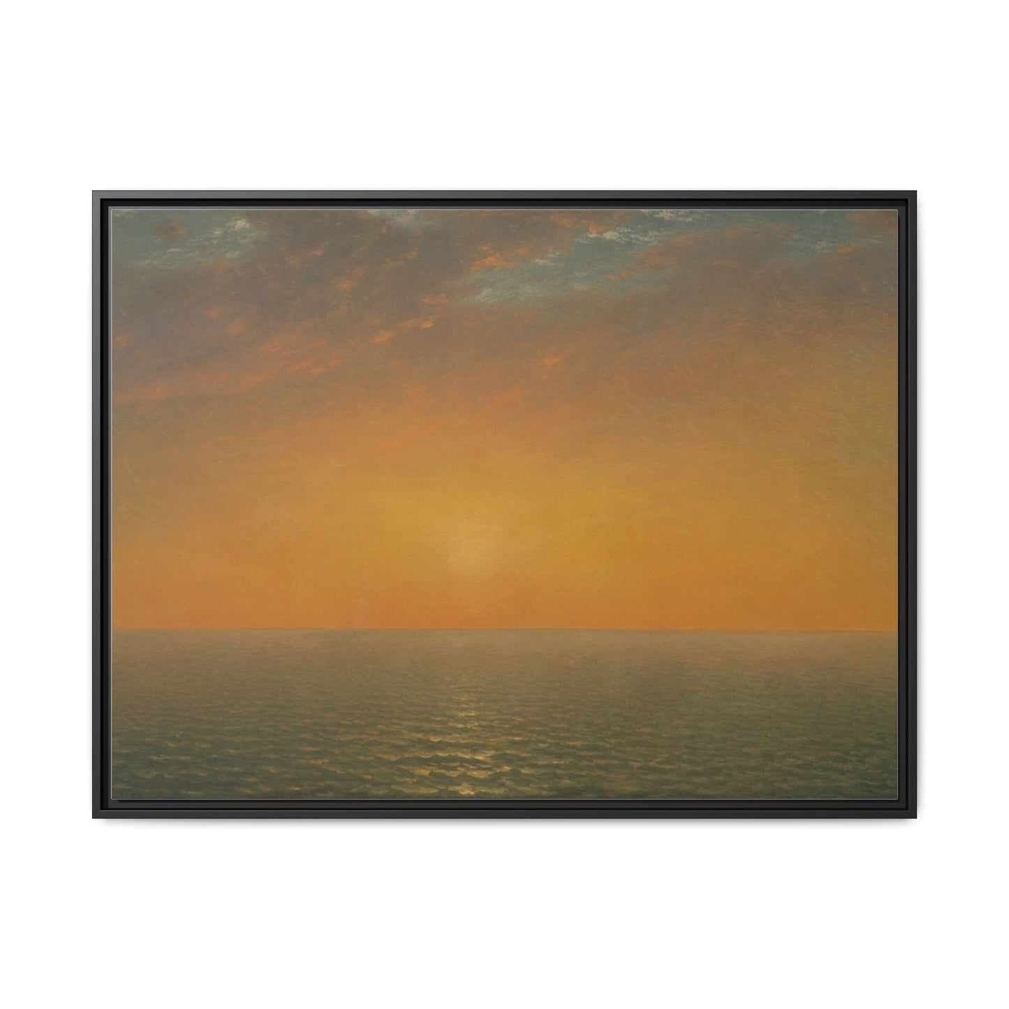John Frederick Kensett : Sunset on the Sea (1872) - Museum Collection - Framed Canvas Print