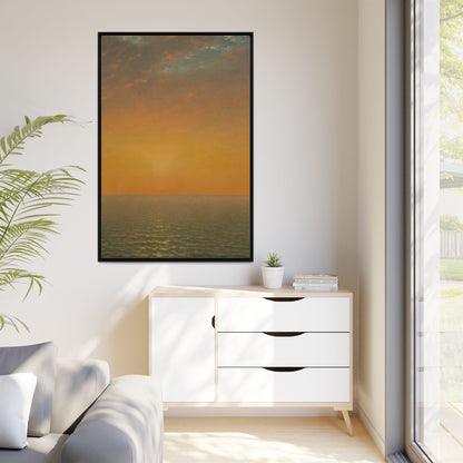 John Frederick Kensett : Sunset on the Sea (1872) - Museum Collection - Framed Canvas Print