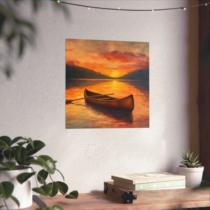 Summer Sunset Canoe on Lake Fine Art Print