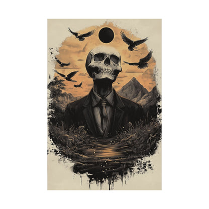 Mystic Black Sun Skull Gothic Poster - Dark Art - Fine Art Prints - Wall Art