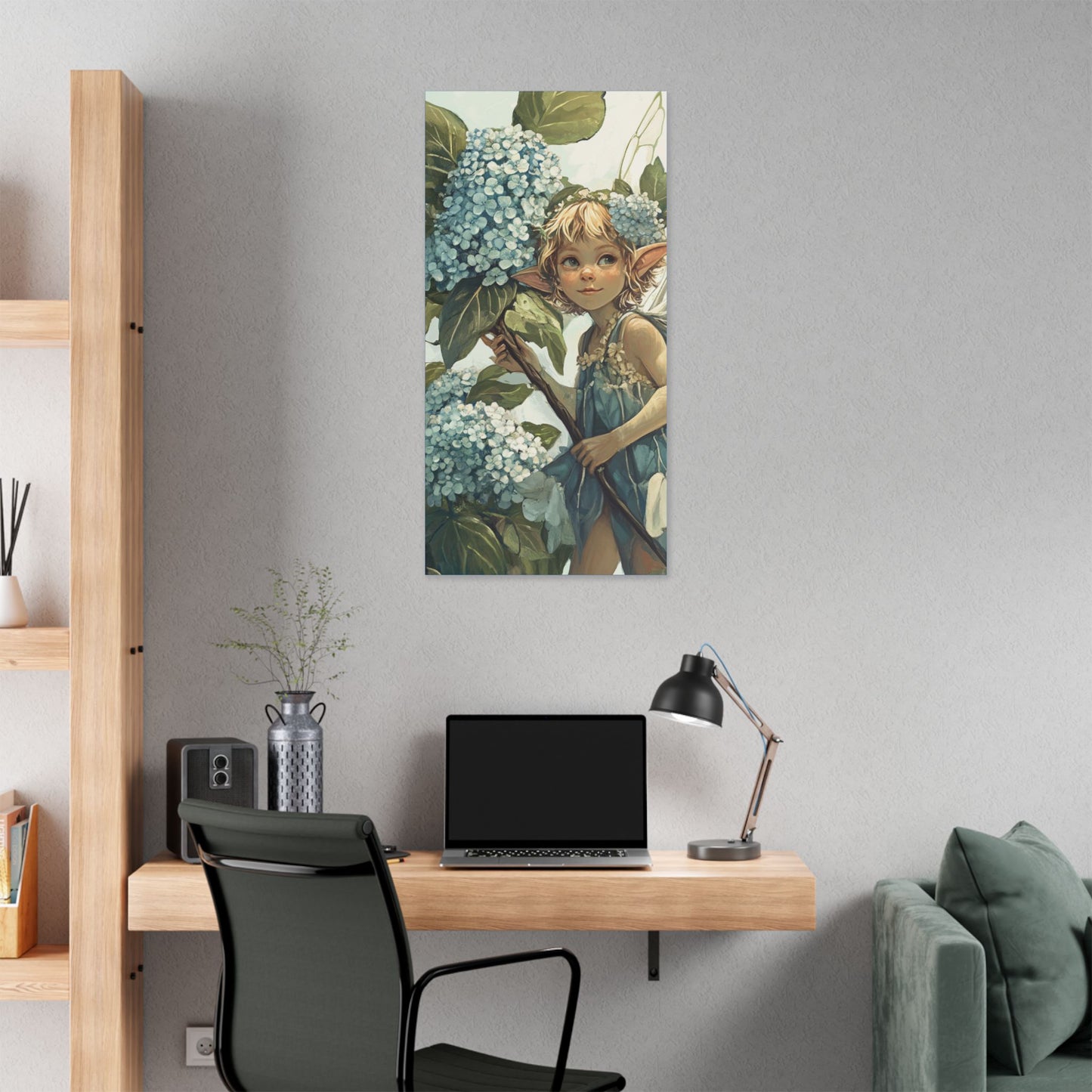 Blue Hydrangea - Flowers & Fairies Collection - Fine Art Print on Canvas