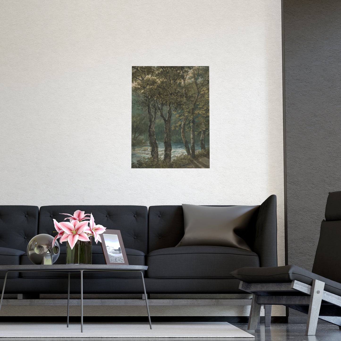 Sunlight Through Trees River Sihl - Forest Landscape Fine Art Poster