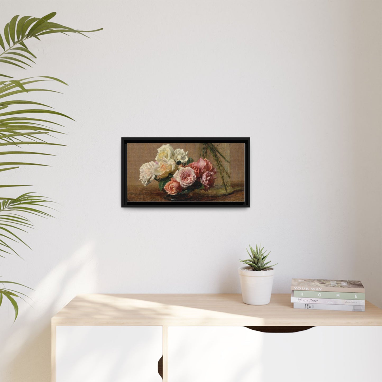 Henri Fantin-Latour : Roses and Lilies (1888) - Giclee Fine Art Print - Museum Collection Framed Canvas Print
