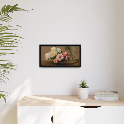 Henri Fantin-Latour : Roses and Lilies (1888) - Giclee Fine Art Print - Museum Collection Framed Canvas Print