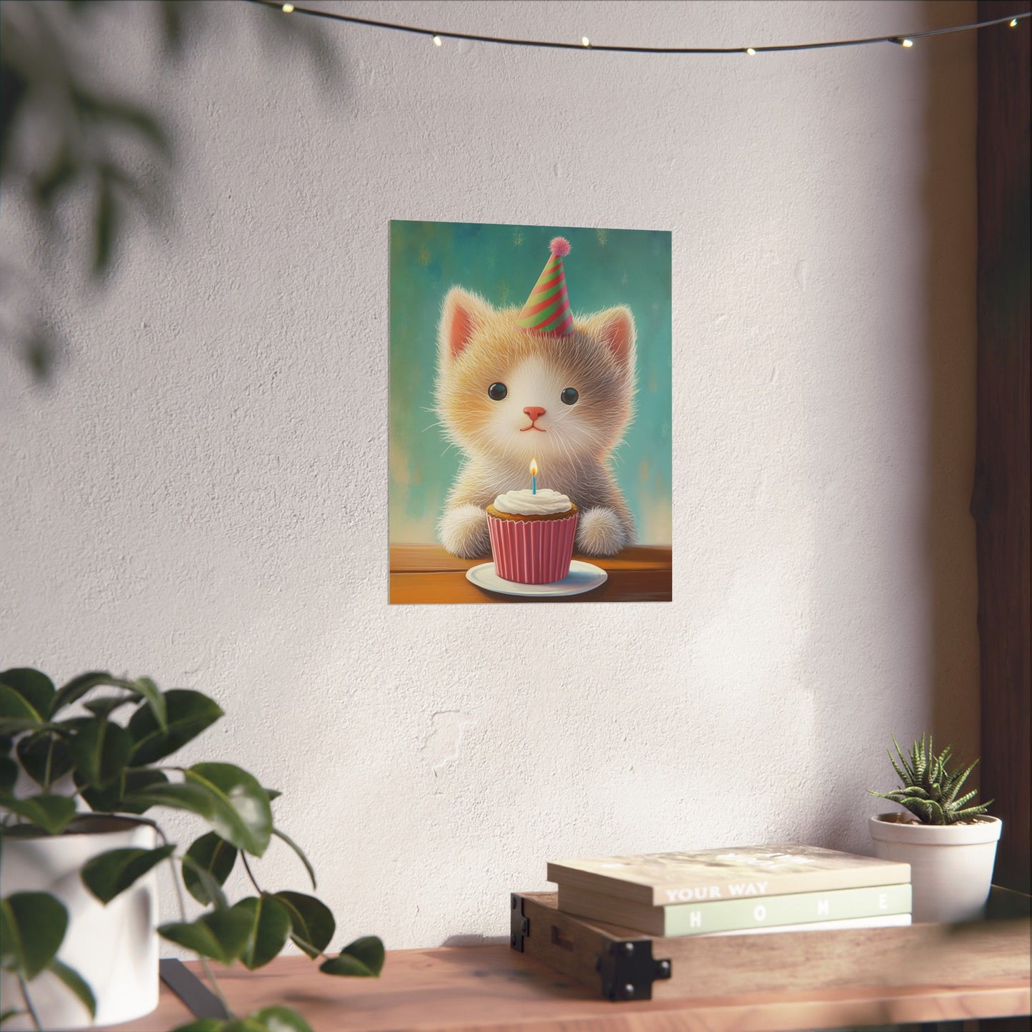 Cute Kitten Birthday Poster - Cat Café - Whimsical Animals - Adorable Kitten Wall Art
