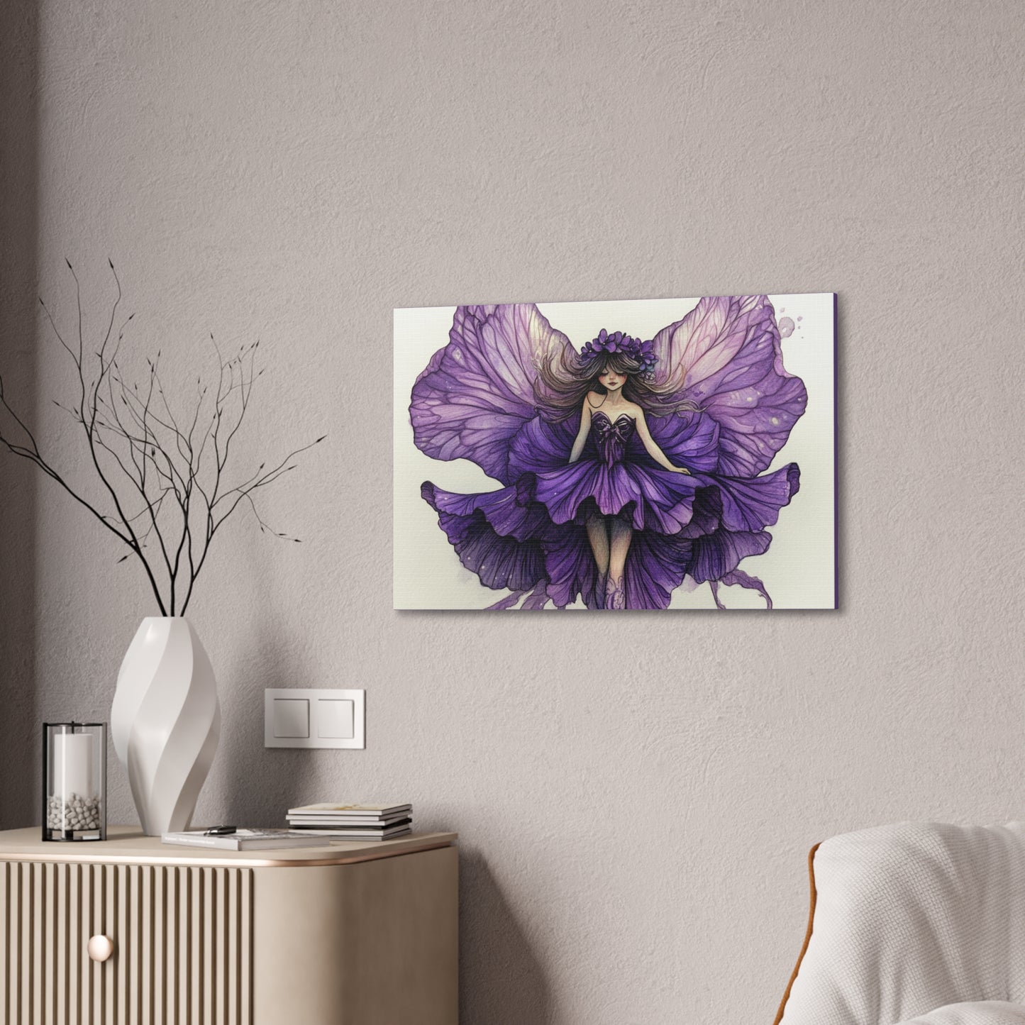 A Violet Affair - Fairies & Flowers Collection - Wall Art - on Canvas