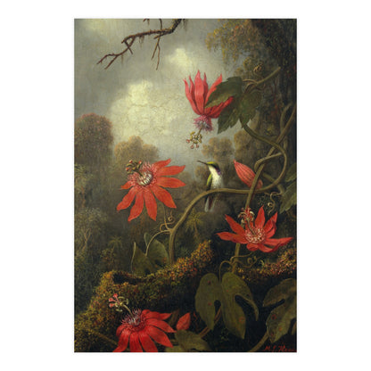 Hummingbird in Lush Tropical Landscape - Museum Collection - Fine Art Poster