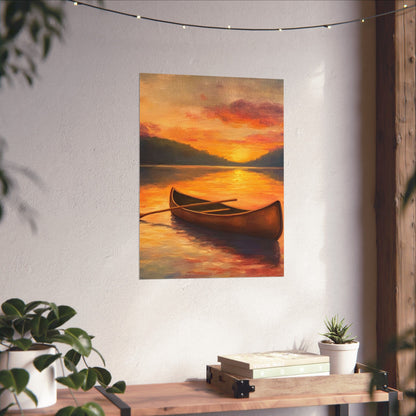 Summer Sunset Canoe on Lake Fine Art Print