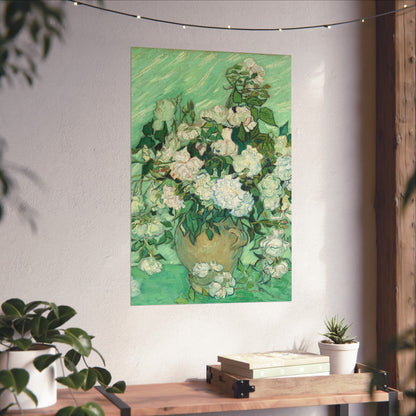 White Roses Painting - Fine Art Prints - Vintage Painting Prints - Elegant Floral - Matte Vertical Poster - White Roses Art Print