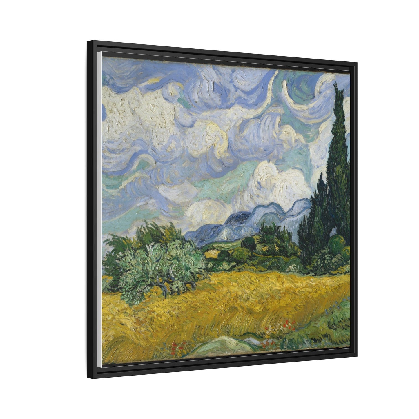 Van Gogh - Wheat Field with Cypresses - Museum Collection - Framed Canvas Print