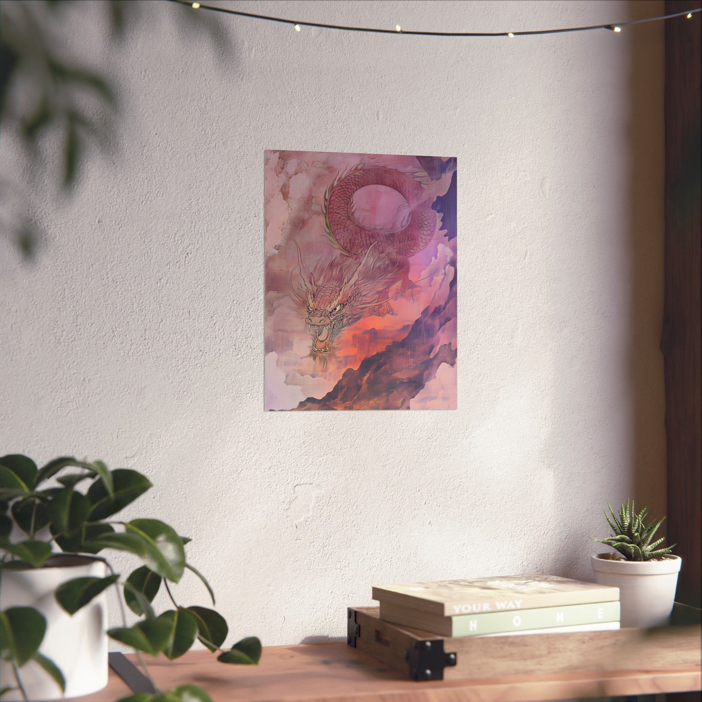 Mythical Red Dragon Fine Art Print - Matte Vertical Poster - Year of The Dragon Art - Zen Home Décor
