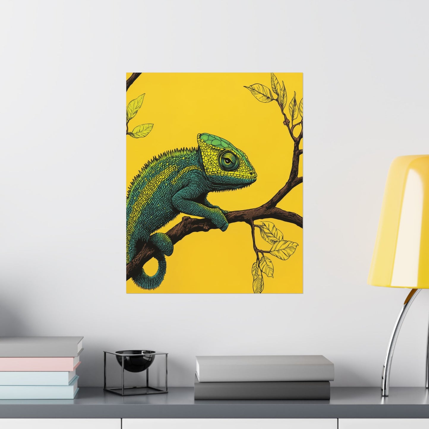 I am not Amused - The Candid Chameleon - Whimsical Animals - Fine Art Print - Vertical Poster - Bohemian Wall Art