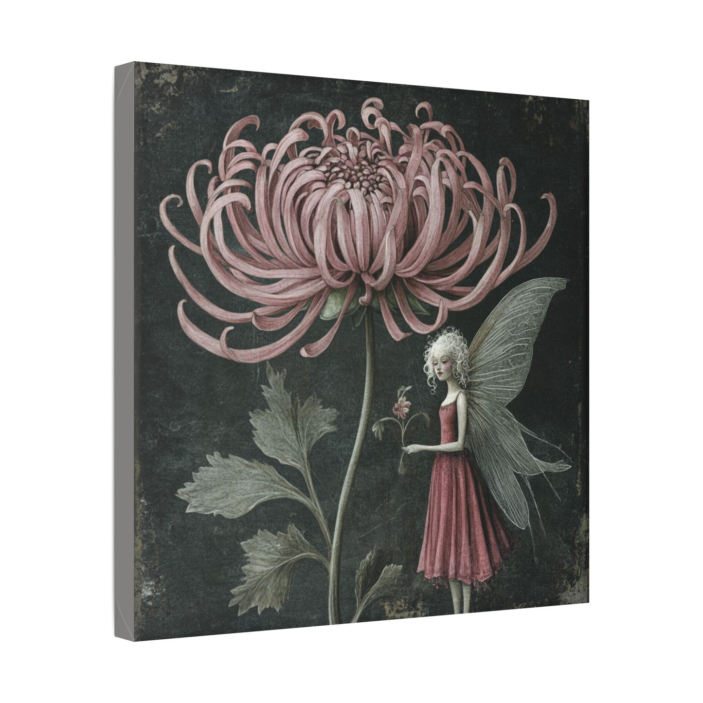 Only Chrysanthemum Will Do - Fairies & Flowers Wall Art Collection on Canvas