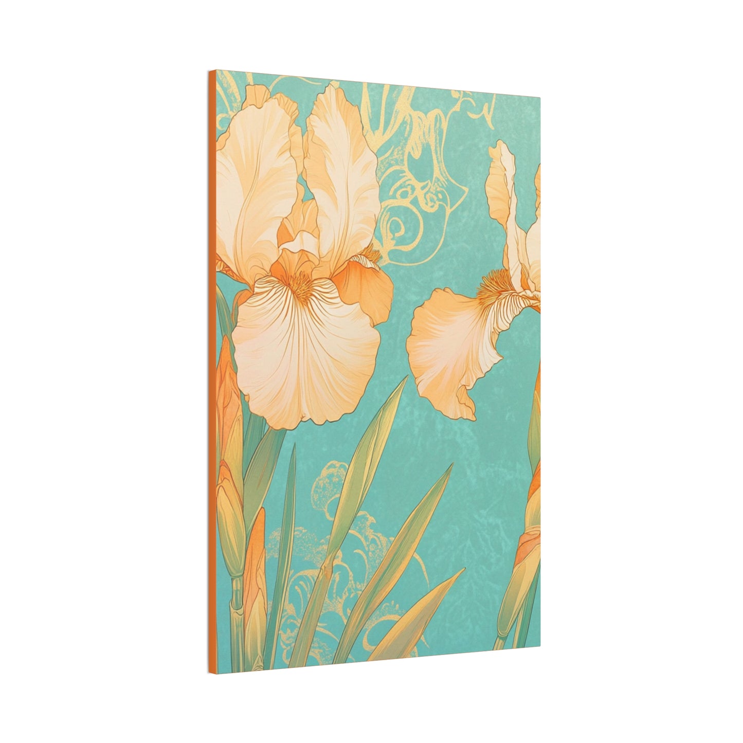 Iris Flowers on Turquois - Stretched Canvas