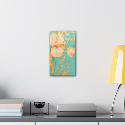 Iris Flowers on Turquois - Stretched Canvas