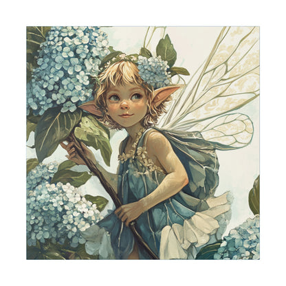 Blue Hydrangea - Flowers & Fairies Collection - Fine Art Print on Canvas
