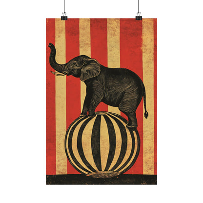 Vintage Circus Elephant Poster - Matte Fine Art Print - Wall Art for Bedroom or Nursery