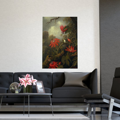 Hummingbird in Lush Tropical Landscape - Museum Collection - Fine Art Poster