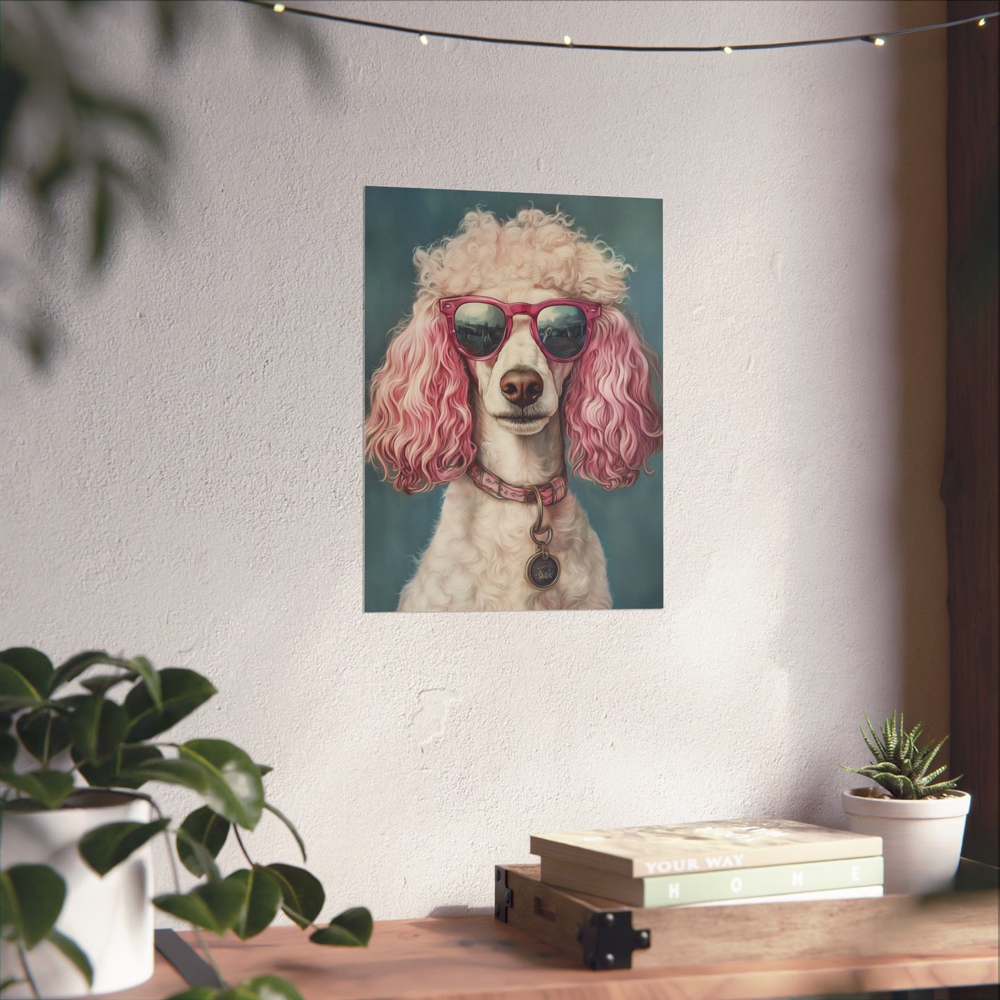 Poodle with Pink Sunglasses - Fine Art Print Poster - Whimsical Animals Series - Wall Art for Dog Lovers