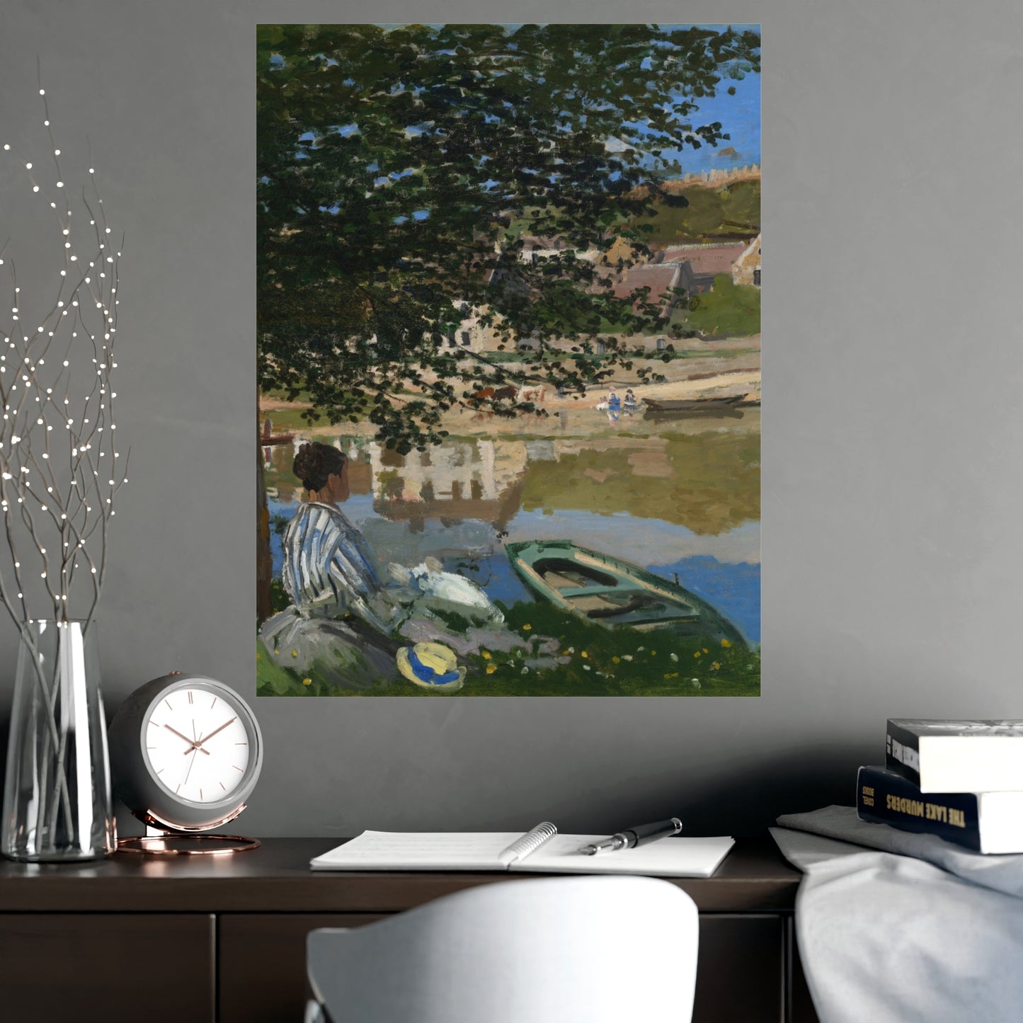 On the Bank of the Seine at Bennecourt - Monet Fine Art Poster