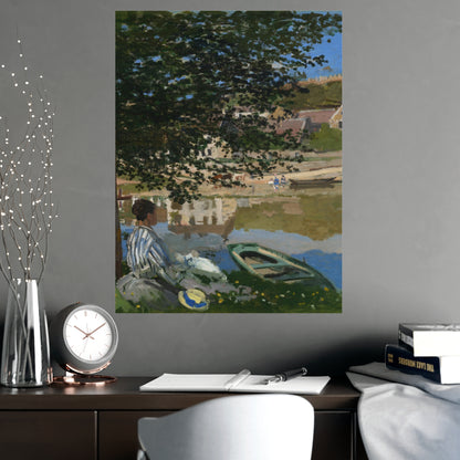 On the Bank of the Seine at Bennecourt - Monet Fine Art Poster