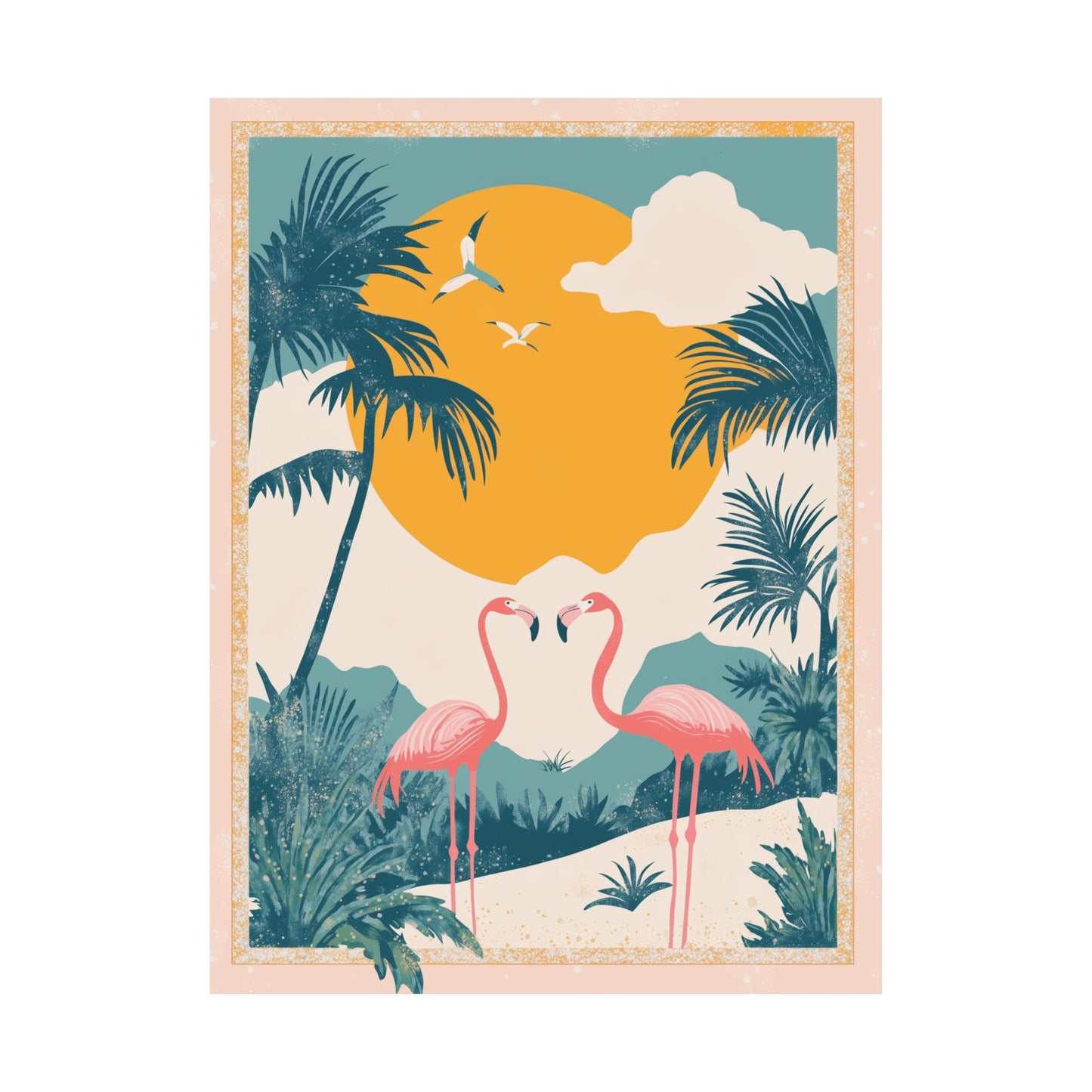 Welcome to Miami - Tropical Flamingo Poster - Boho Wall Art - Bohemian Art Prints - Home Décor