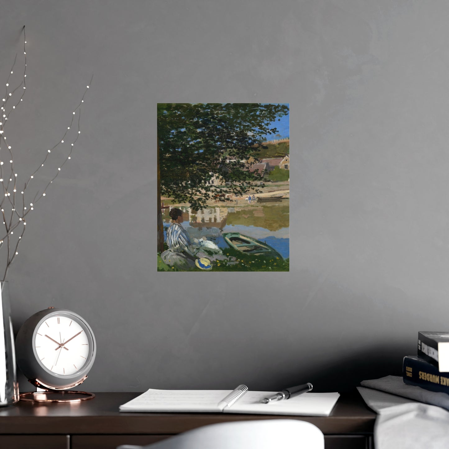 On the Bank of the Seine at Bennecourt - Monet Fine Art Poster