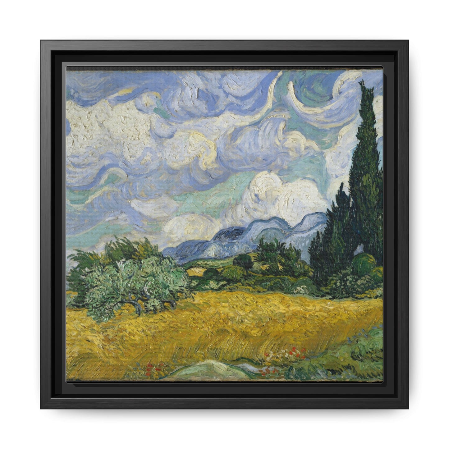 Van Gogh - Wheat Field with Cypresses - Museum Collection - Framed Canvas Print