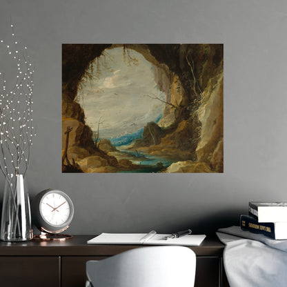 Vista from a Grotto - Romantic Cave Landscape Fine Art Poster