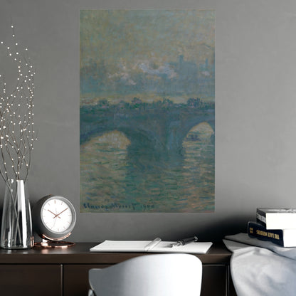 Waterloo Bridge Gray Weather - Monet Fine Art Poster