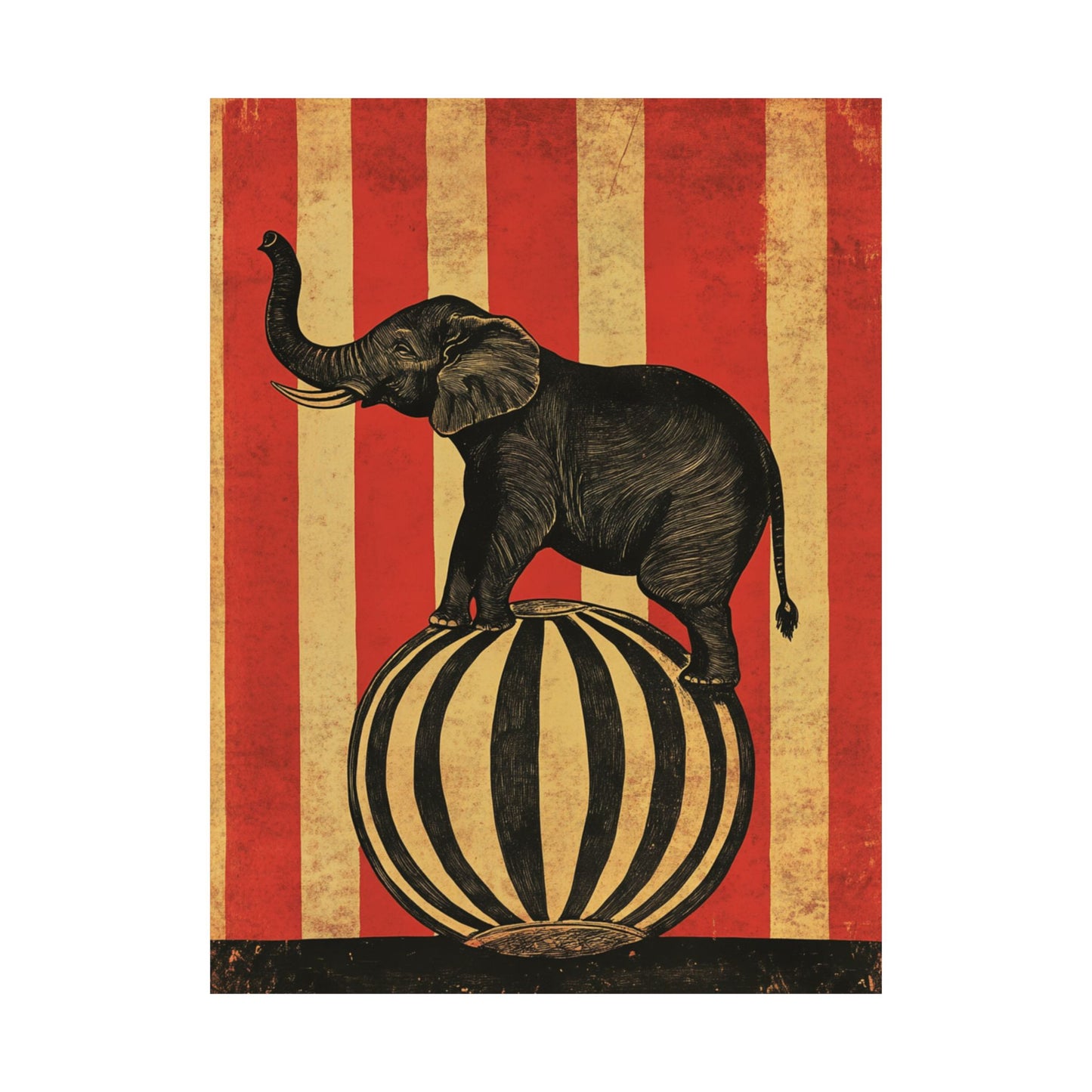 Vintage Circus Elephant Poster - Matte Fine Art Print - Wall Art for Bedroom or Nursery