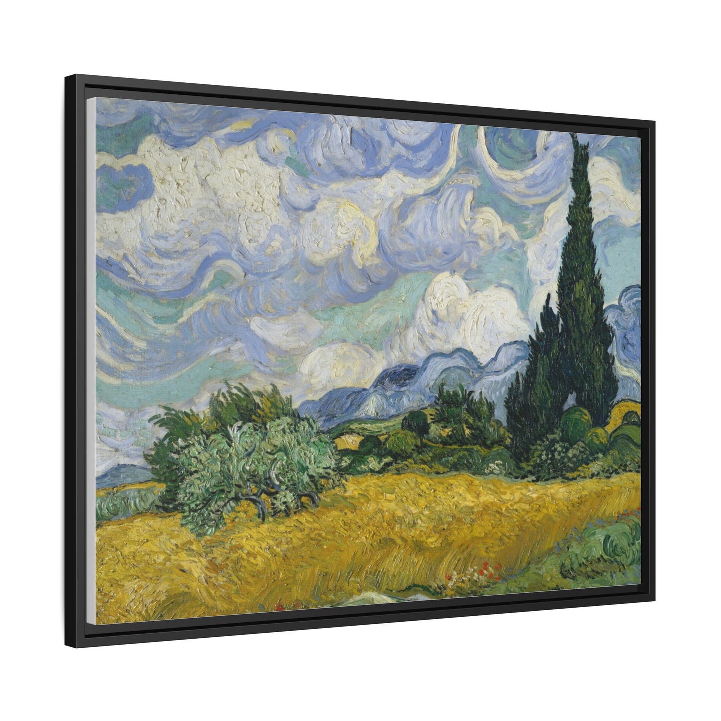 Van Gogh - Wheat Field with Cypresses - Museum Collection - Framed Canvas Print