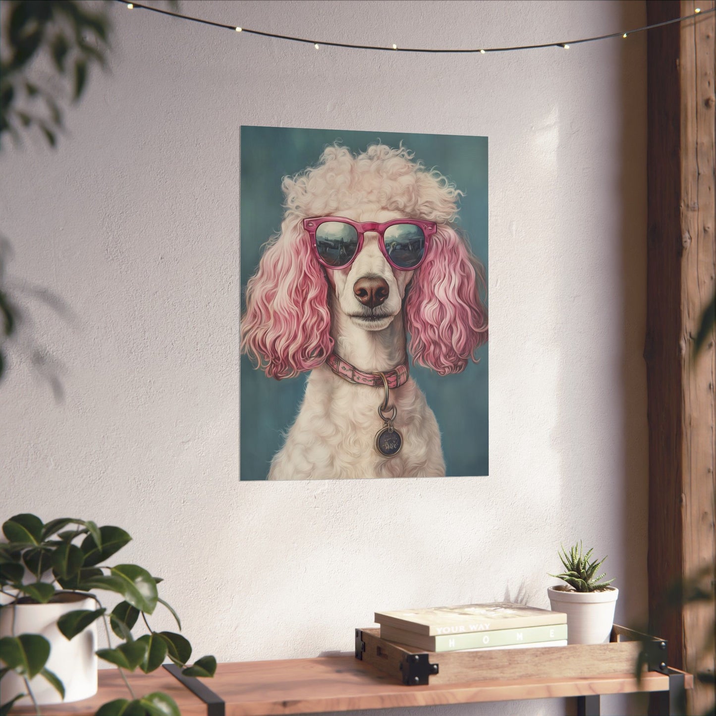 Poodle with Pink Sunglasses - Fine Art Print Poster - Whimsical Animals Series - Wall Art for Dog Lovers