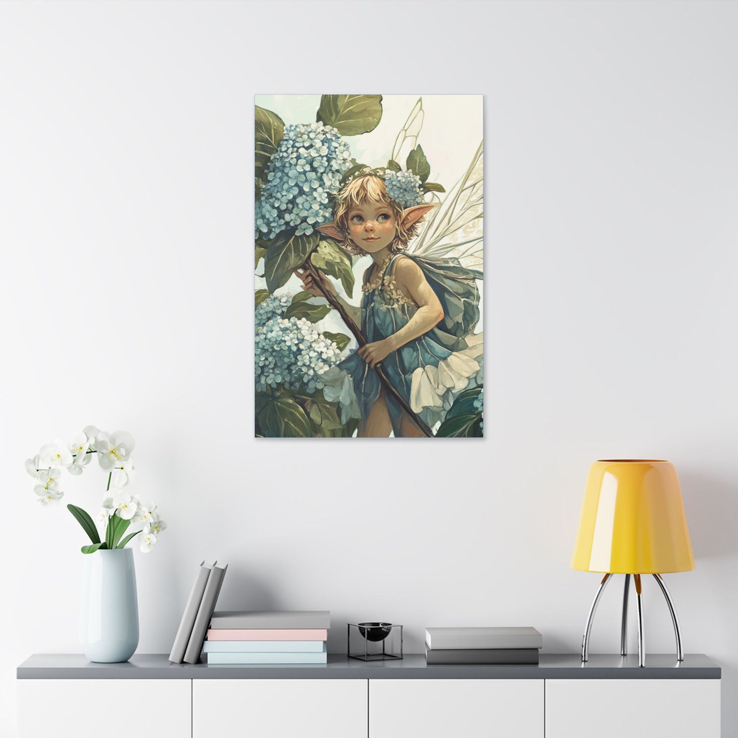Blue Hydrangea - Flowers & Fairies Collection - Fine Art Print on Canvas